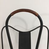 Black lacquered metal and brown leather magazine holders