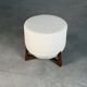 Totemo stool by forme, ivory dedar bouclé upholstery, walnut legs