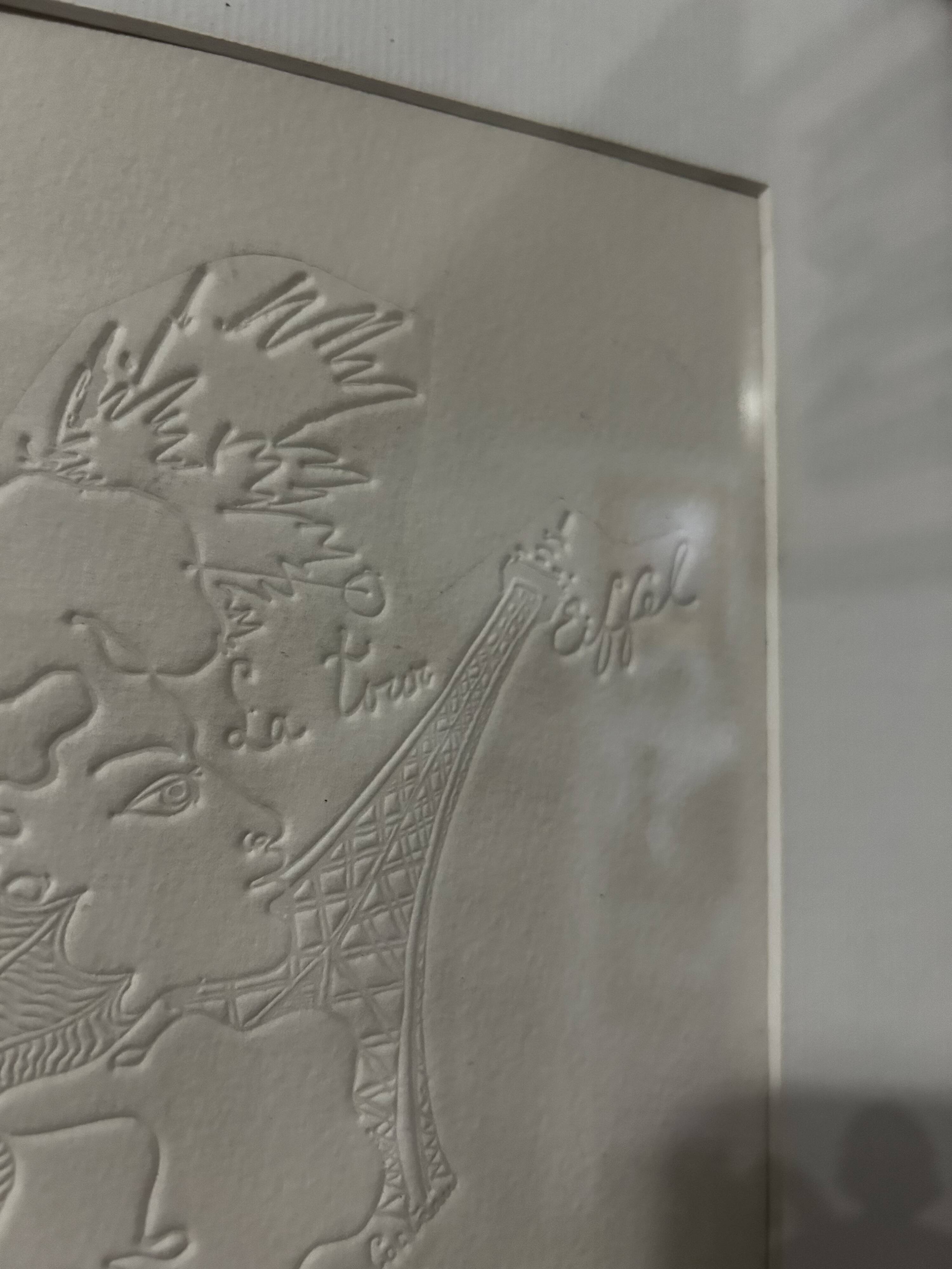 An extremely rare vintage embossing of the Eiffel Tower by Jean Cocteau, 1919.