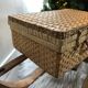 Vintage woven wicker suitcase