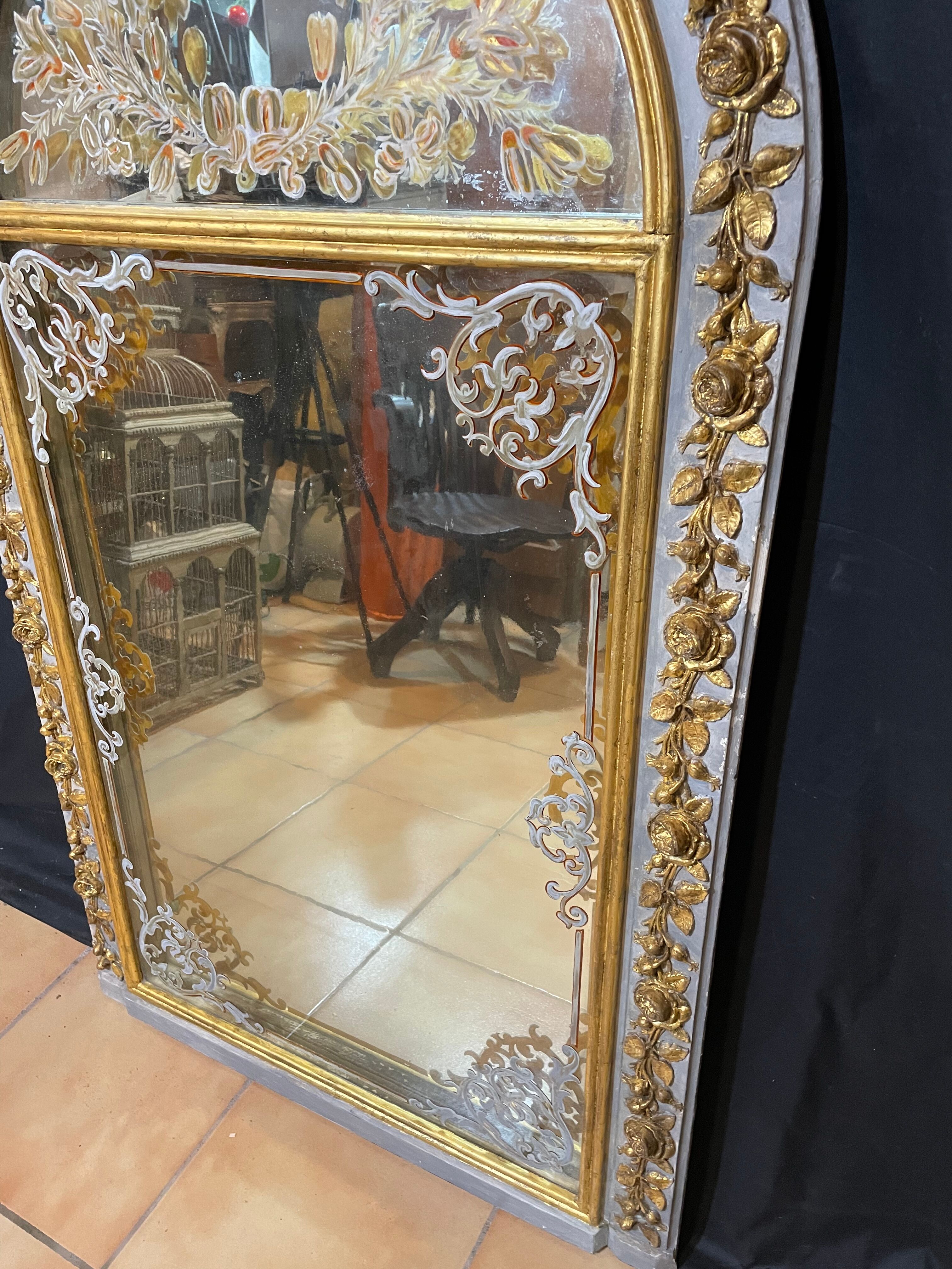 19th century woodwork mirror 82x140cm