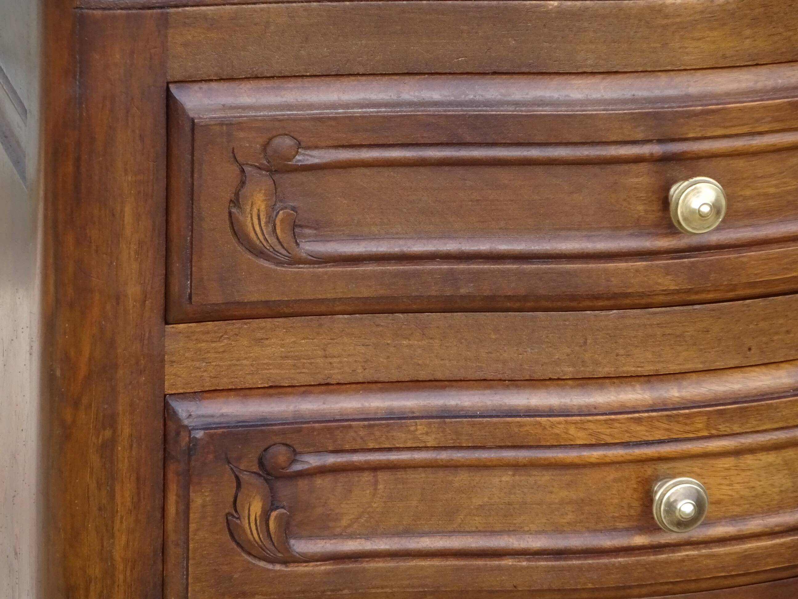 Louis XV bedside table, 3 drawers, bordered top