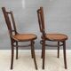 Pair chairs bistrot Thonet pyrograved design 1900 Art Nouveau