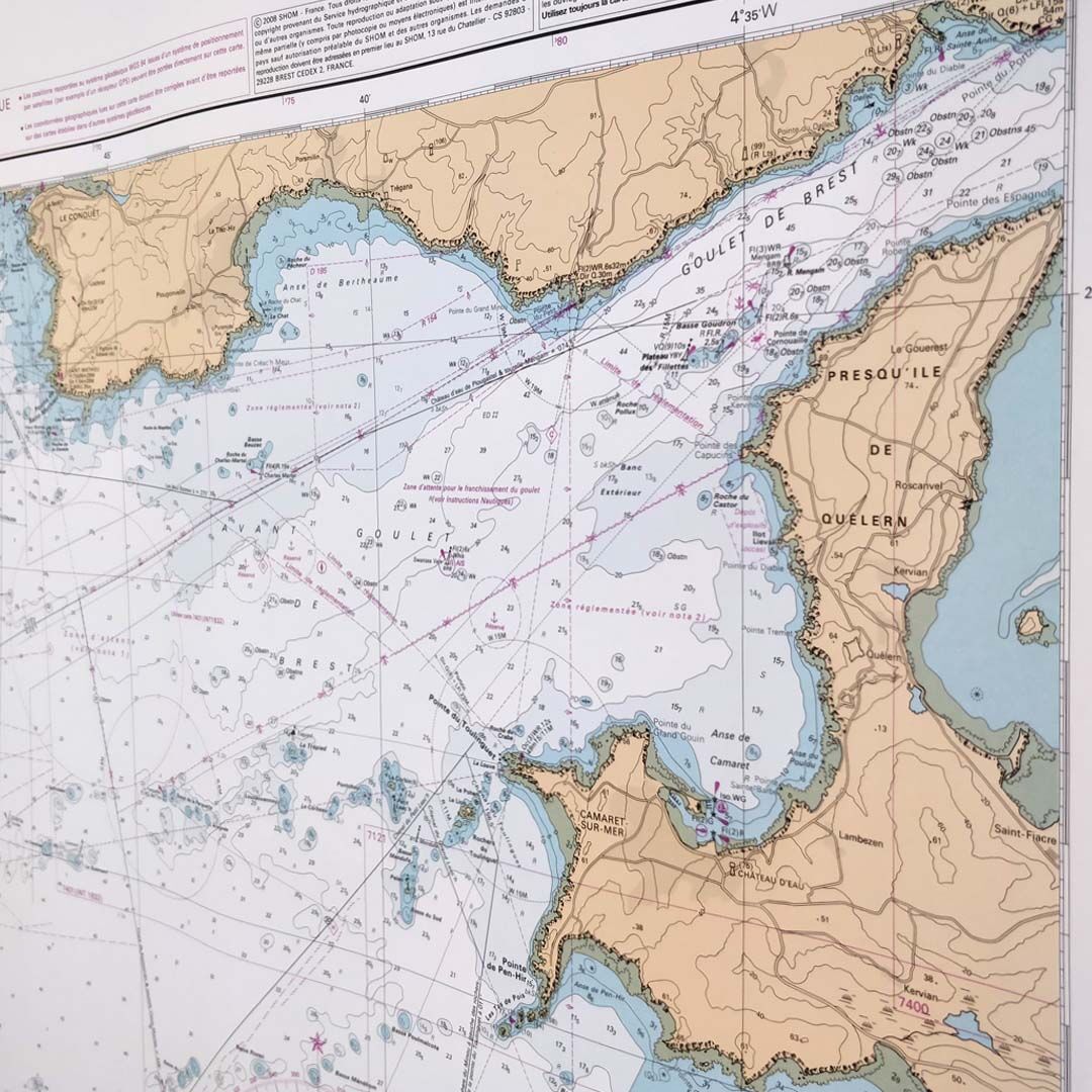 Marine map tip of Brittany 119x86cm