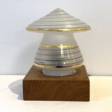Vintage mushroom-shaped table lamp in Murano glass with wooden base