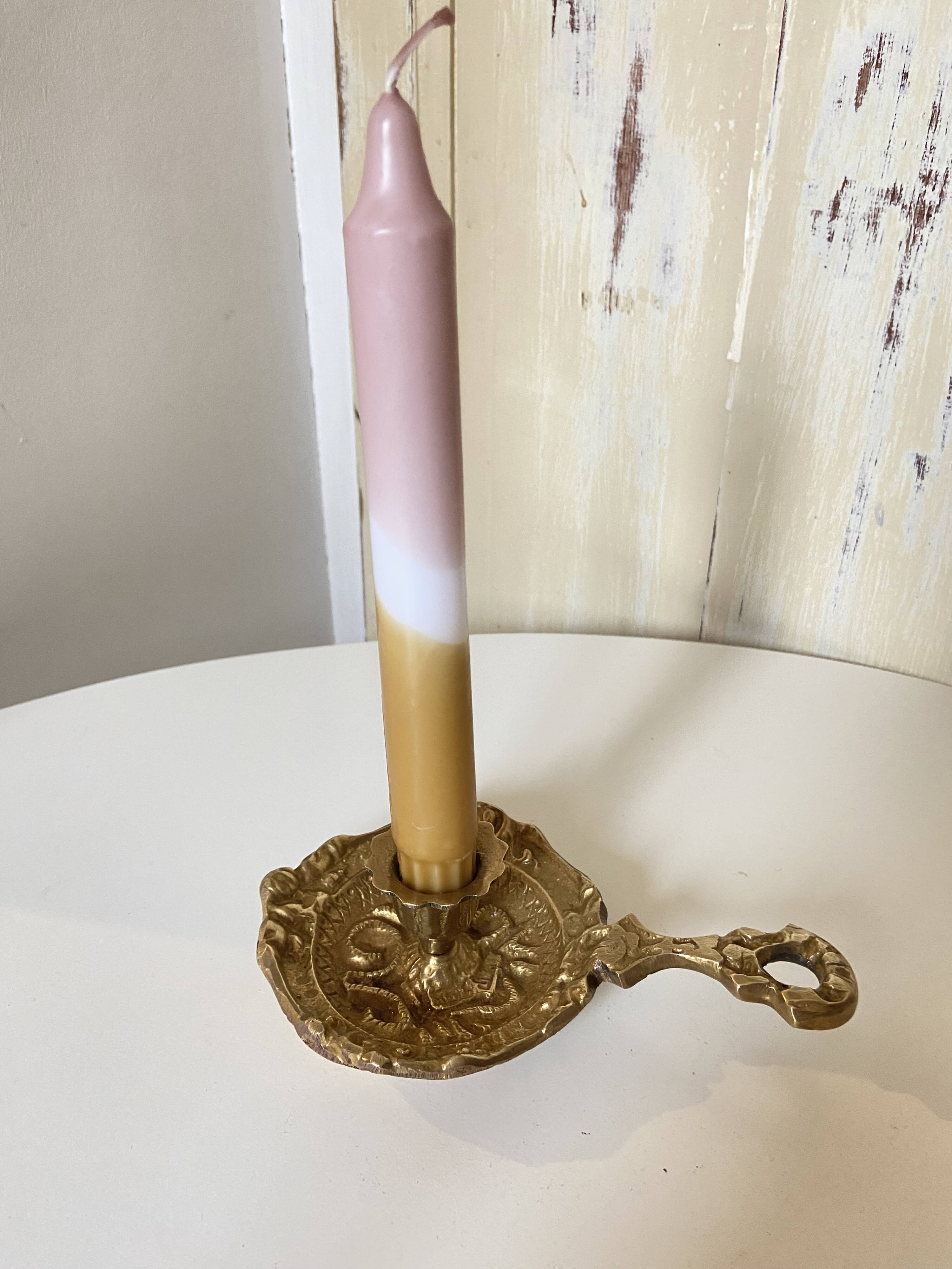 Antique Brass Candle Holder "Cell Rat" - Rustic Elegance