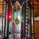 Wrought iron lantern with colored stained glass