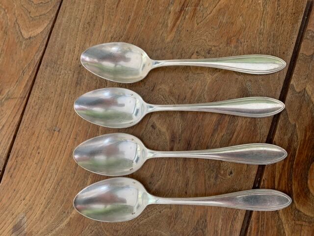 4 tablespoons in vintage silver metal