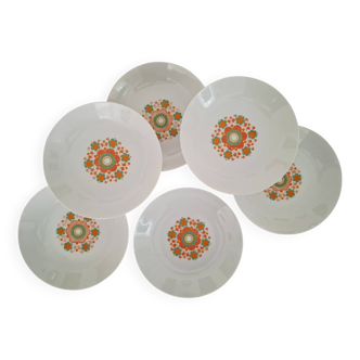 6 assiettes creuses, à calotte en porcelaine de Bavière vintage