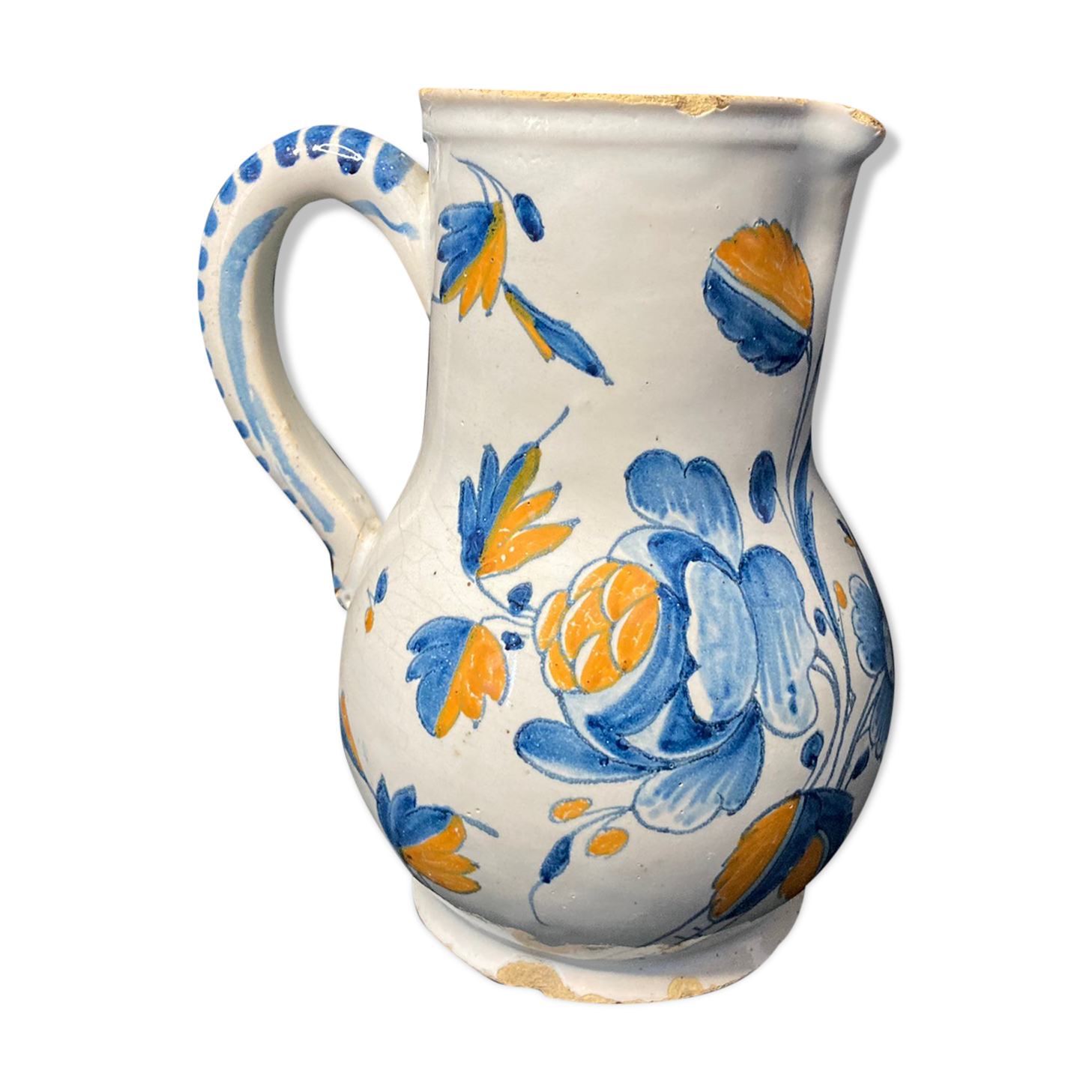 Antique earthenware pitcher from La Rochelle, 18th century