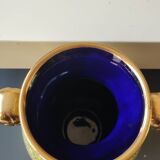 Crackle effect ball vase Signed FBA France In incorporated molecular enamels