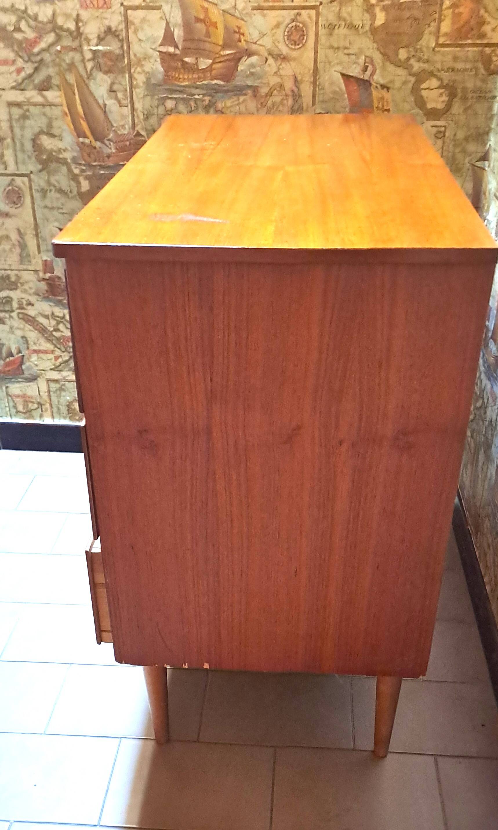 Scandinavian teak chest of drawers 1970 with 3 drawers