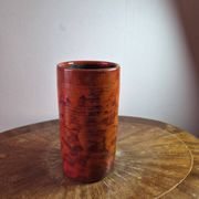 Vintage ceramic vase signed "Miep" with orange flamed glaze.