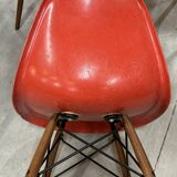 Set of 6 vintage red DSW chairs by Charles and Ray Eames