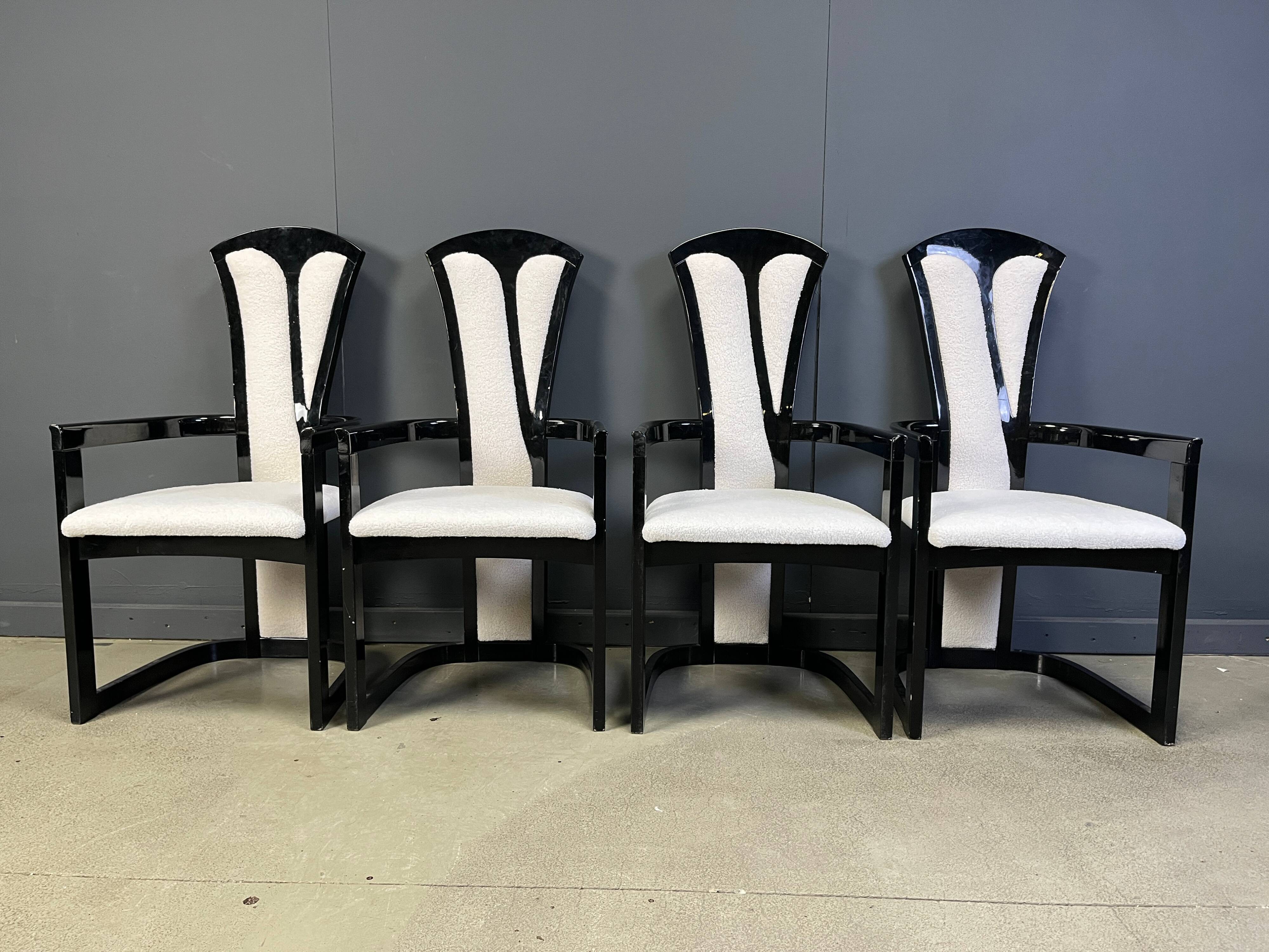 Italian lacquered wood dining chairs, 1980s