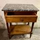 Louis XVI style bedside tables in solid walnut and grey marble
