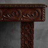 Hand-carved ornate wooden console tables, France, late 19th century