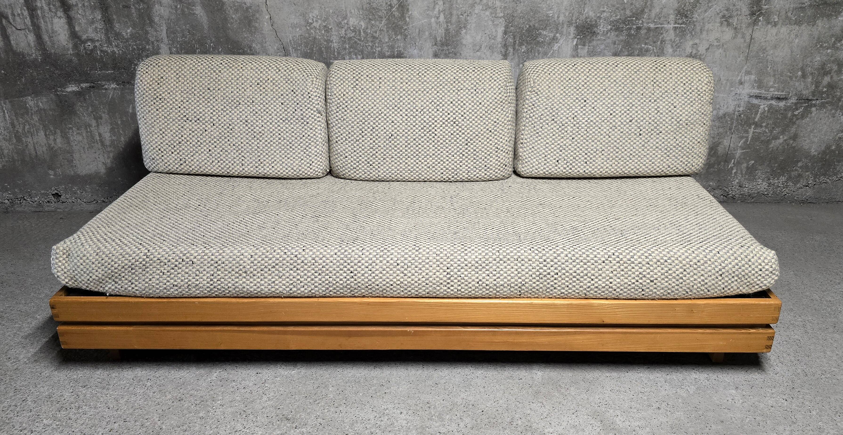Sofa - daybed and armchair by Maison Regain 60/70 in vintage elm