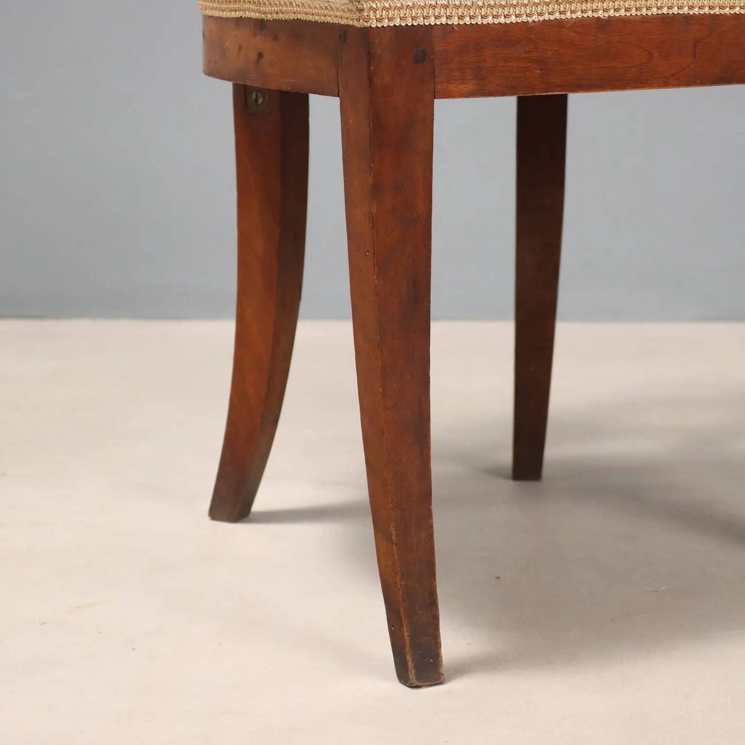 Antique mahogany and fabric chairs, Italy, 19th century