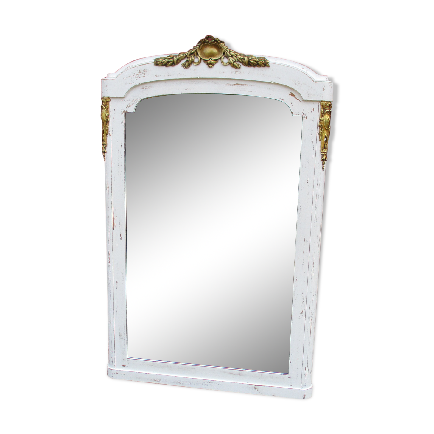 Miroir Ancien Dessus De Cheminee Patine Blanc Selency
