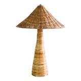 Shroom 002 Rattan Table Lamp, Wicker Shade, Mushroom Shaped Bedroom, Living Room Lighting