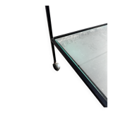 Herbert Hirche black metal side table with chrome tubular frame and laminated top, Bauhaus 1950s