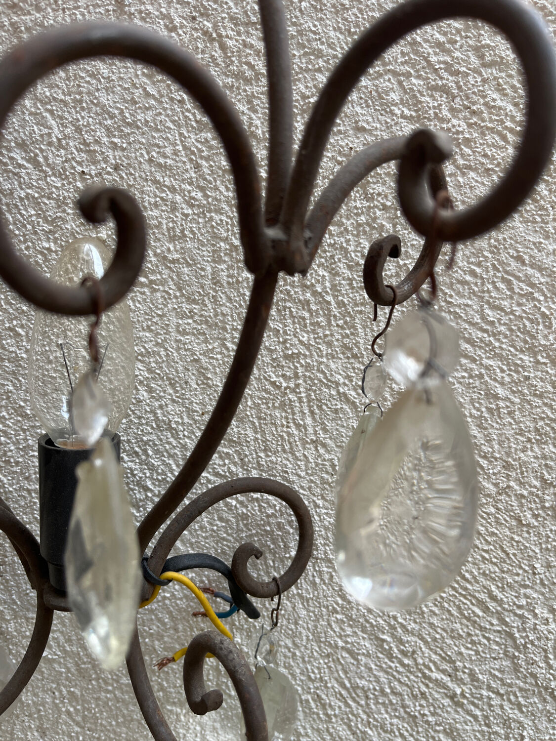 Set of 2 iron sconces and glass tassels