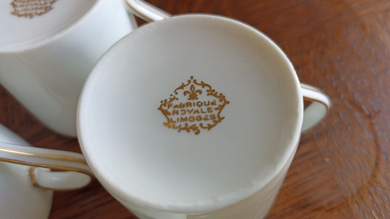 4 Limoges porcelain espresso cups by Fabrique Royale Limoges