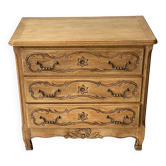 Vintage Louis XV chest of drawers renovated in raw and carved wood