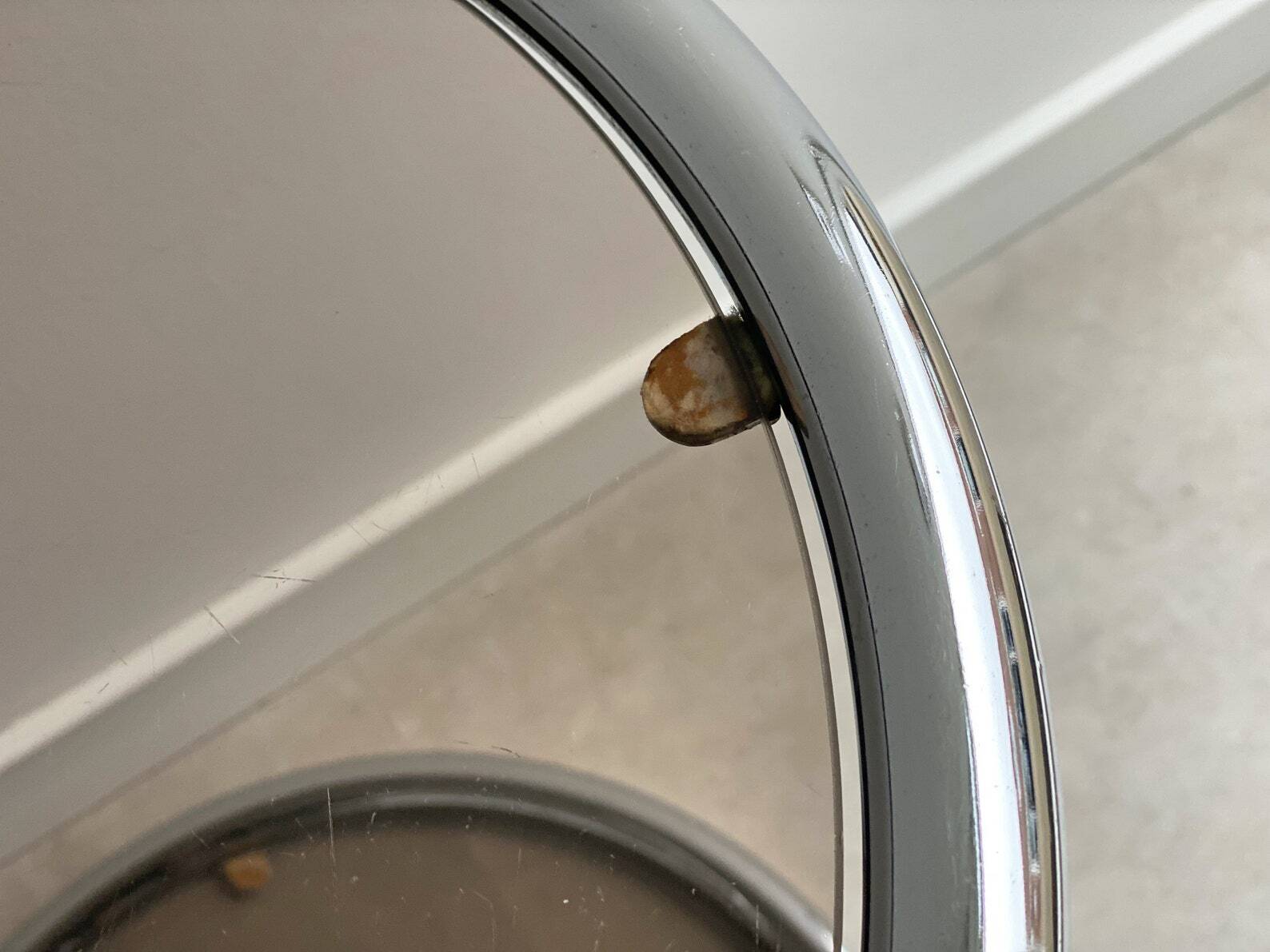 Vintage chrome Bauhaus side table with a smoked glass top, Eileen Gray / Milo Baughman style