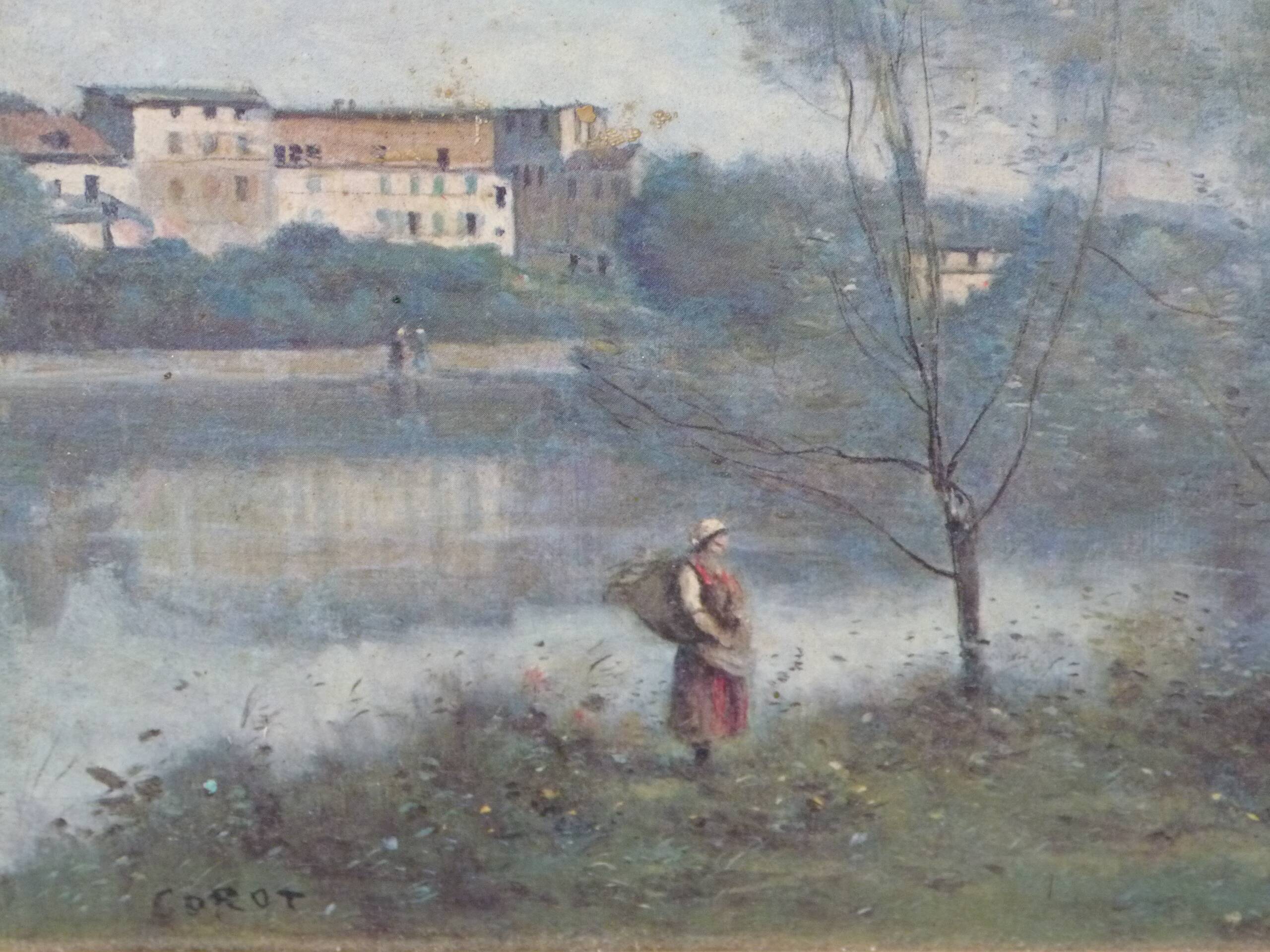 Painting Reproduction of a painting by Corot, gilded wood frame