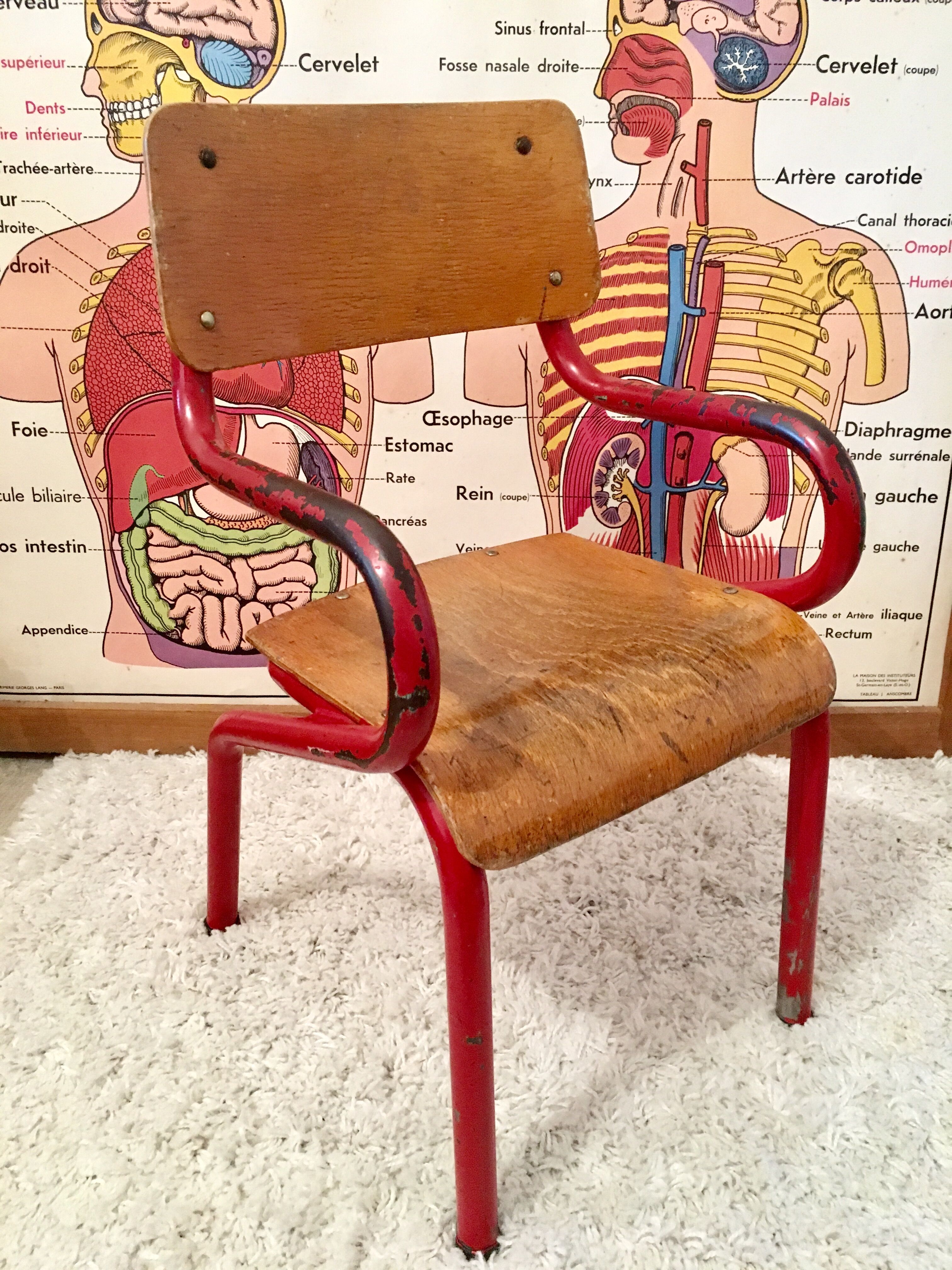 Chaise enfant écolier vintage