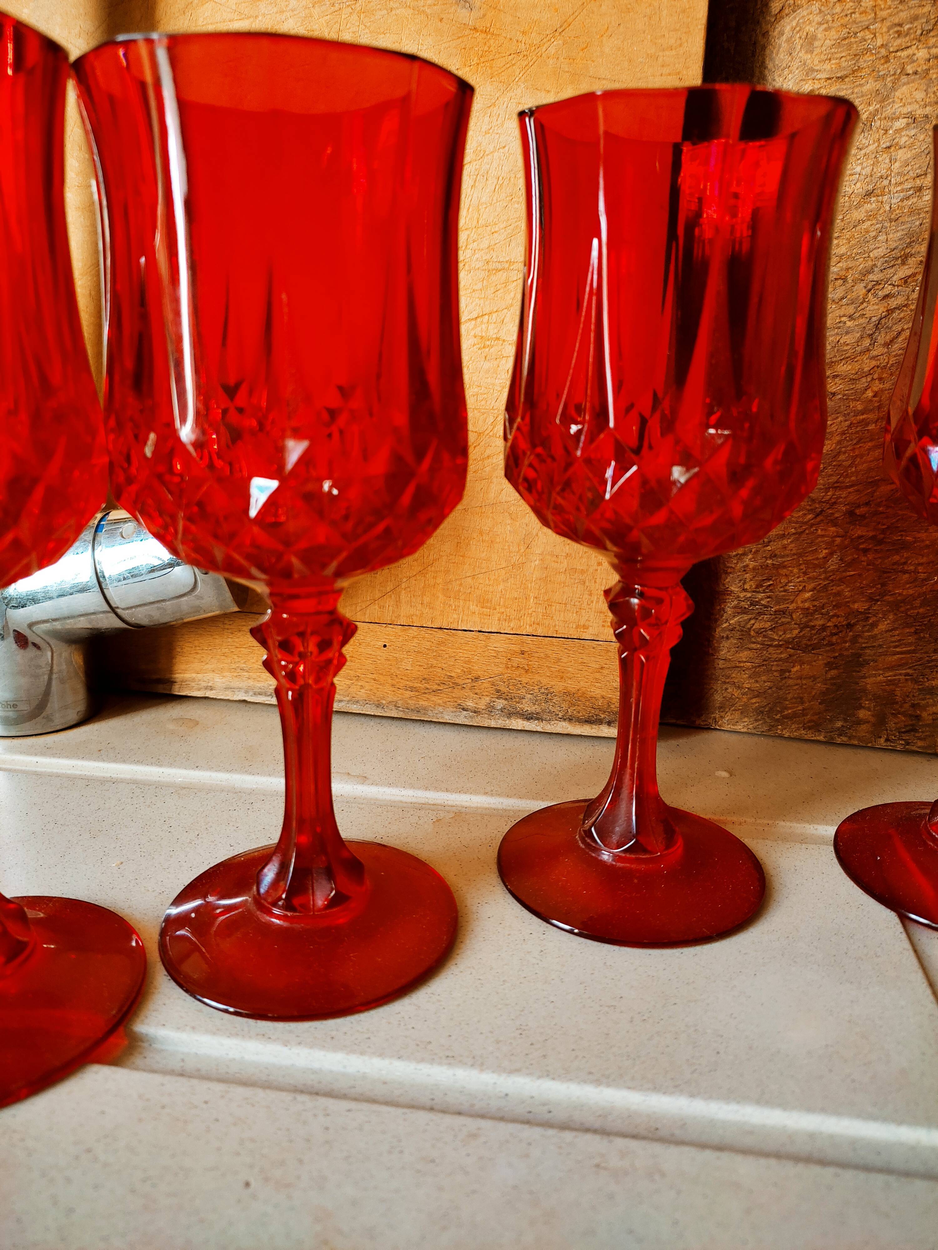 4 Ruby Longchamp glasses by Cristal d'Arques