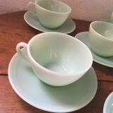 Serves six coffee cups opaline green water 60s.