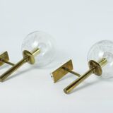 Brass and glass wall lights, vintage, 1960 by Hillebrand.