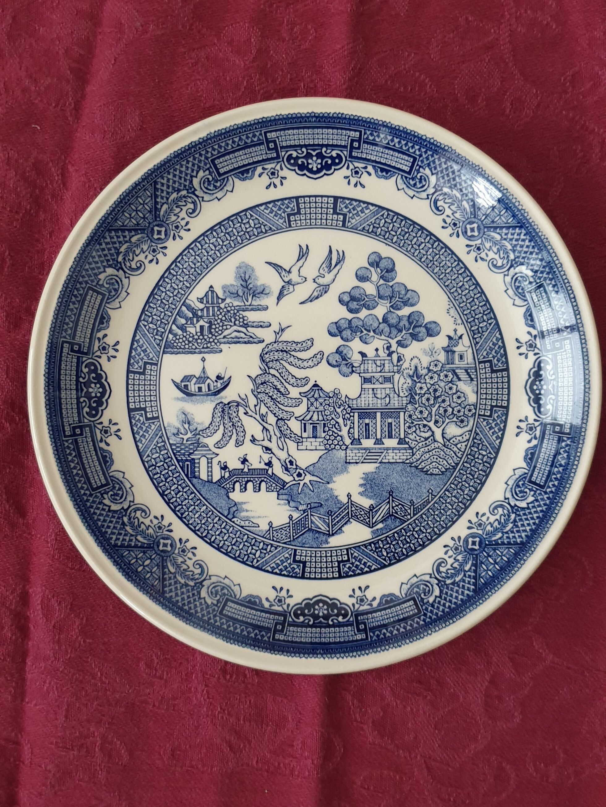 6 vintage english plates stafford shire asian pattern