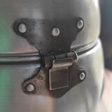 Vintage owl shaped ice bucket, brushed aluminum, made in Italy