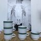 Lot 6 tasses en porcelaine blanc rayure vert