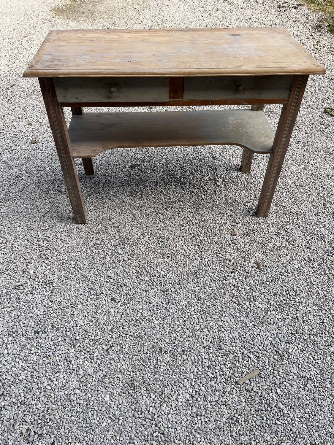 Antique console table, patinated wood