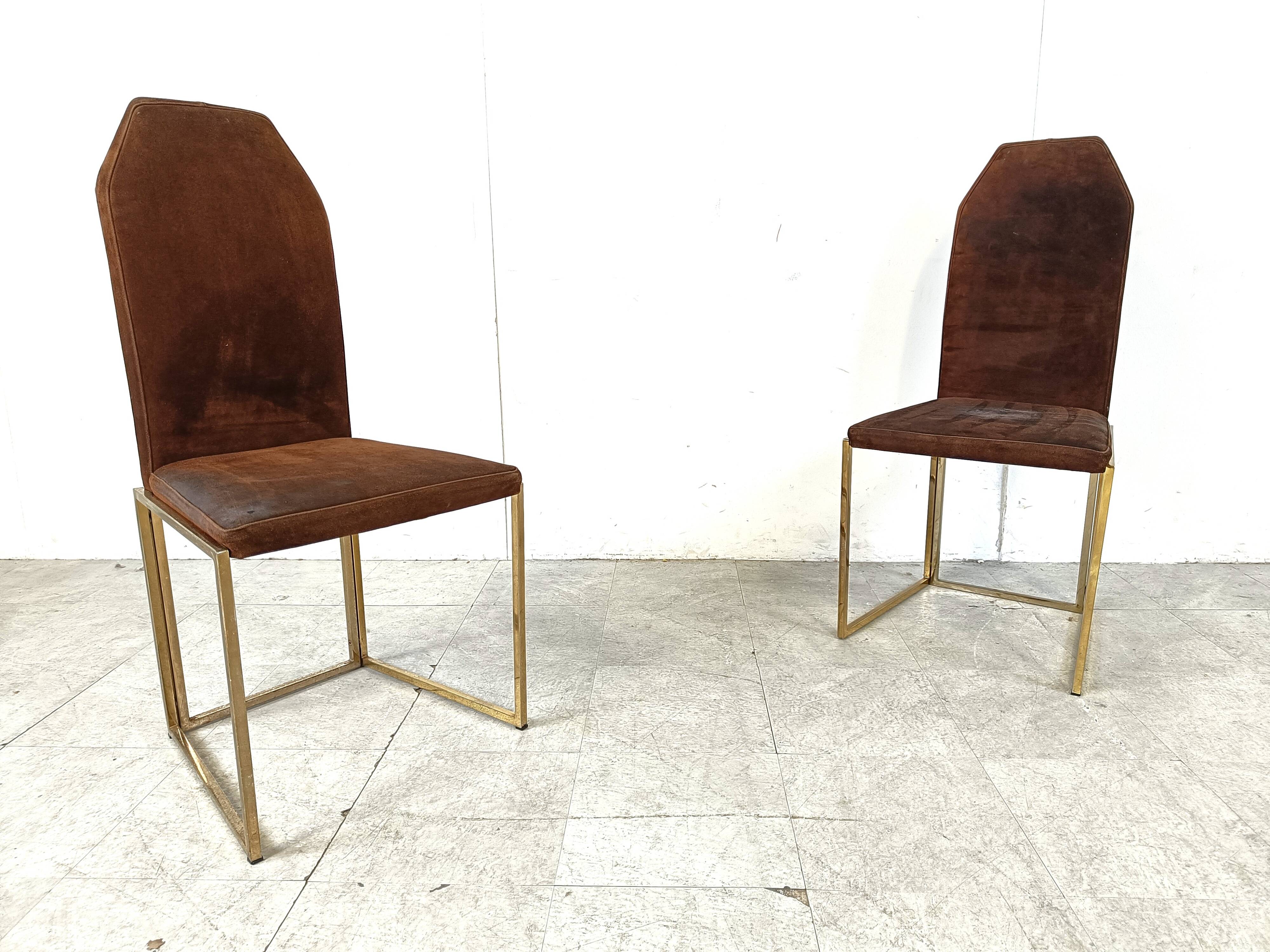 Vintage brass dining chairs by Belgo chrom, 1970s