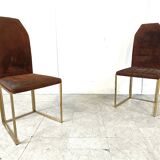 Vintage brass dining chairs by Belgo chrom, 1970s