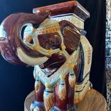 Vintage 70s xl ceramic elephant plant pot - brown