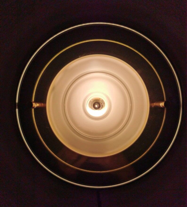 Applique vintage ronde en verre, années 80