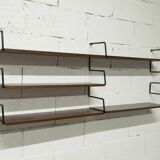 Zigzag string shelf 3 black ladders 5 teak shelves 1950