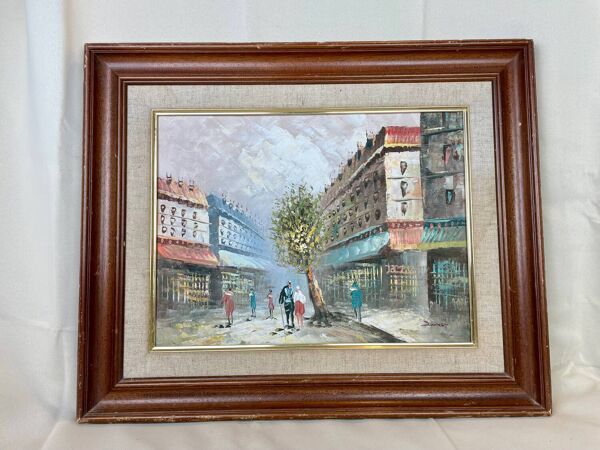 Tableau encadré huile sur toile signée Burnett