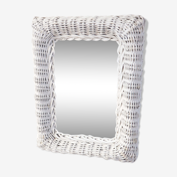 Miroir rotin blanc 27x40cm