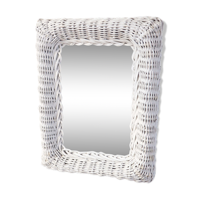 Miroir rotin blanc 27x40cm
