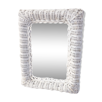 White rattan mirror 27x40cm