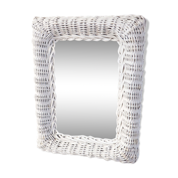 Miroir rotin blanc 27x40cm