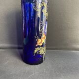 Vase « Cylindre » bleu émaillé F. T. Legras